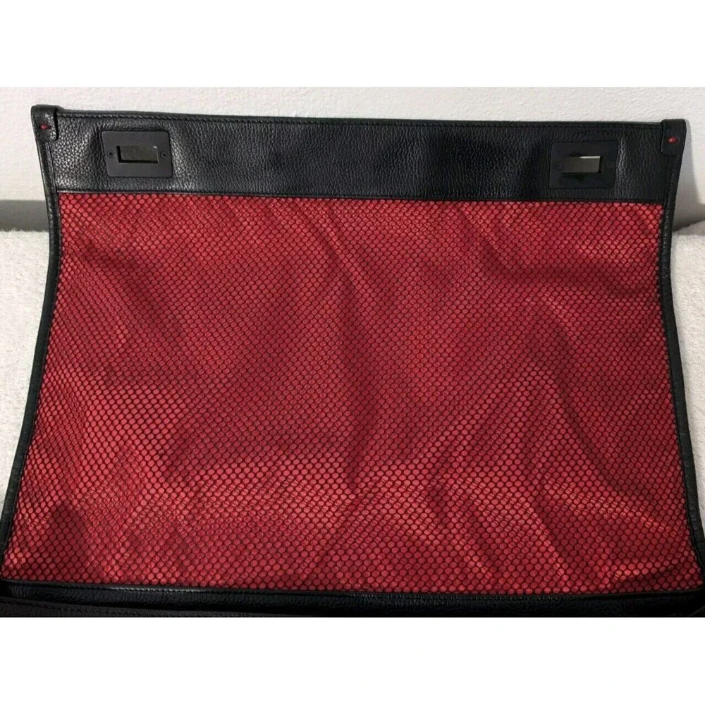 Lloyd Messenger Bag Black Pebbled Leather Turn Locks Briefcase